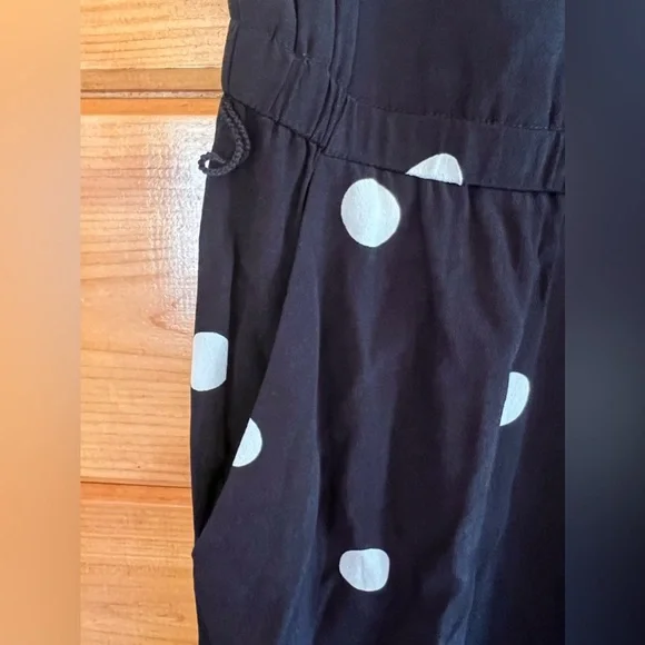 Talbots Polka Dot Black & White Ruffle Sleeves Jumpsuit Womens 10